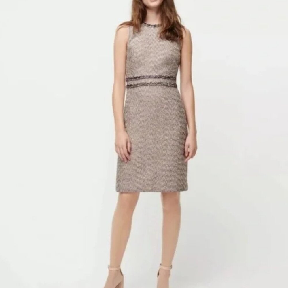 J. Crew Collection Twinkle Tweed Dress 00 Metallic Braided Trim AC411 Old Money
